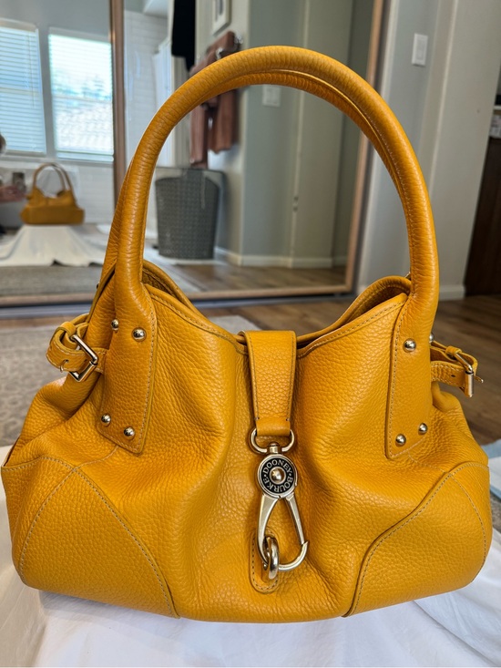Dooney & Bourke Handbags - Dooney & Bourke Belvedere Yellow Pebbled Leather Satchel Handbag